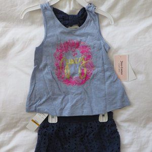 New Juicy Couture Girls 2pc Short Set 3 T